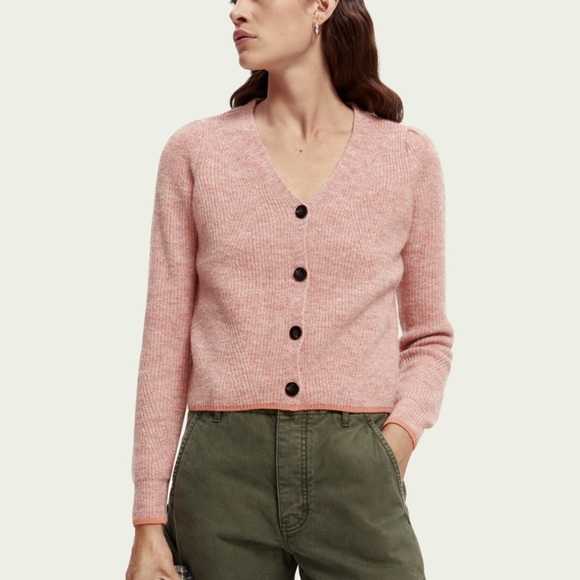 Scotch & Soda Women's Pink Cardigan Sweater V-Neck size small wool and alpaca - Picture 2 of 11